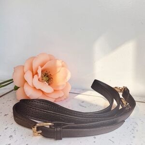 Steve Madden Black Leather Crossbody Strap with Gold Hardware Swivel Clips